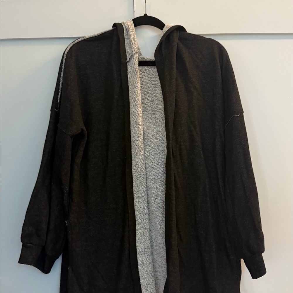 Kylie Paige / Black and Gray Hooded Cardigan